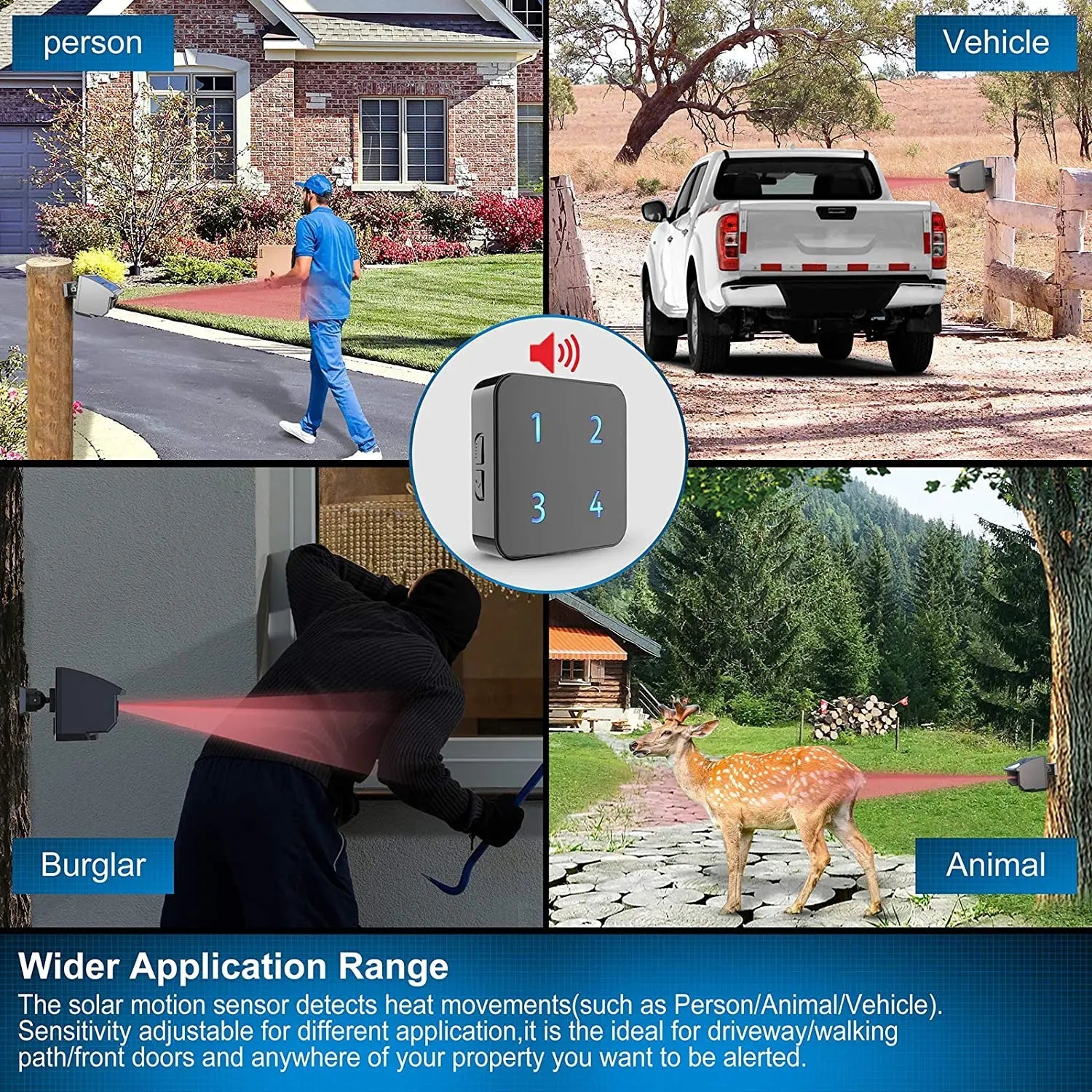 400 Meters Solar Wireless Driveway Alarm - SunTweet