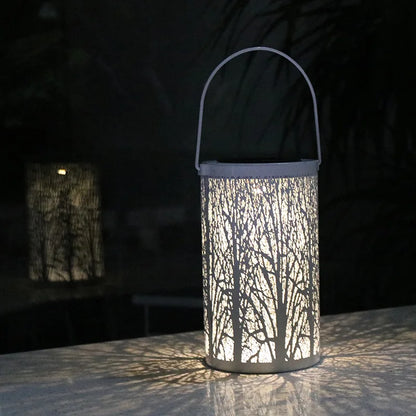 LED Solar Lantern Light Hollow Wrought Iron Projection Light