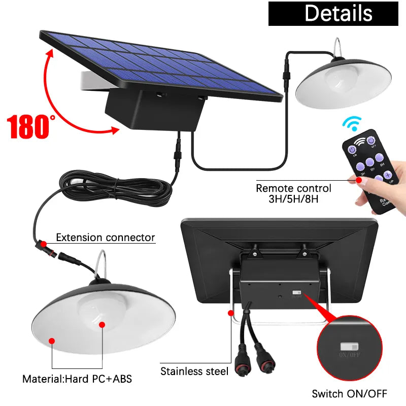 Lámpara colgante solar de doble cabezal: iluminación versátil para exteriores e interiores 