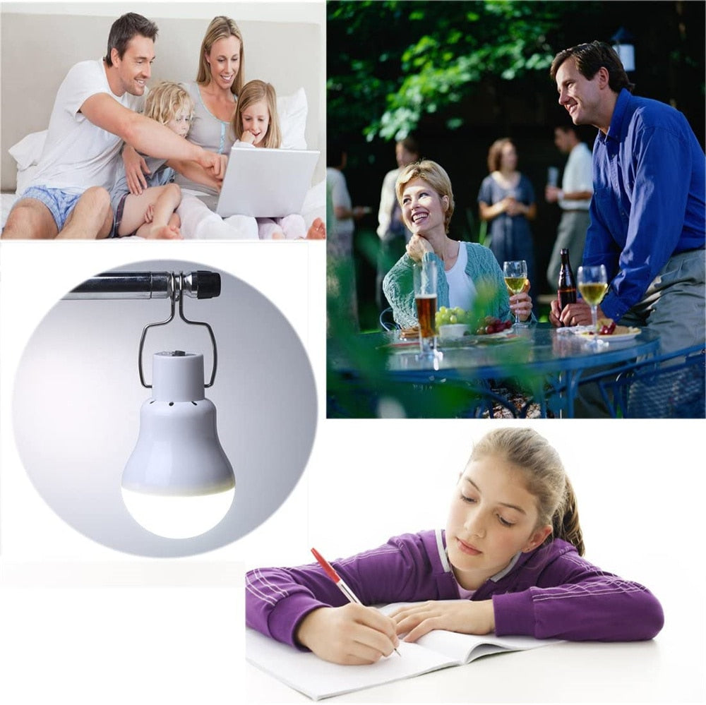 Solar Powered Lamp Portable Led Bulb Lights Rechargeable