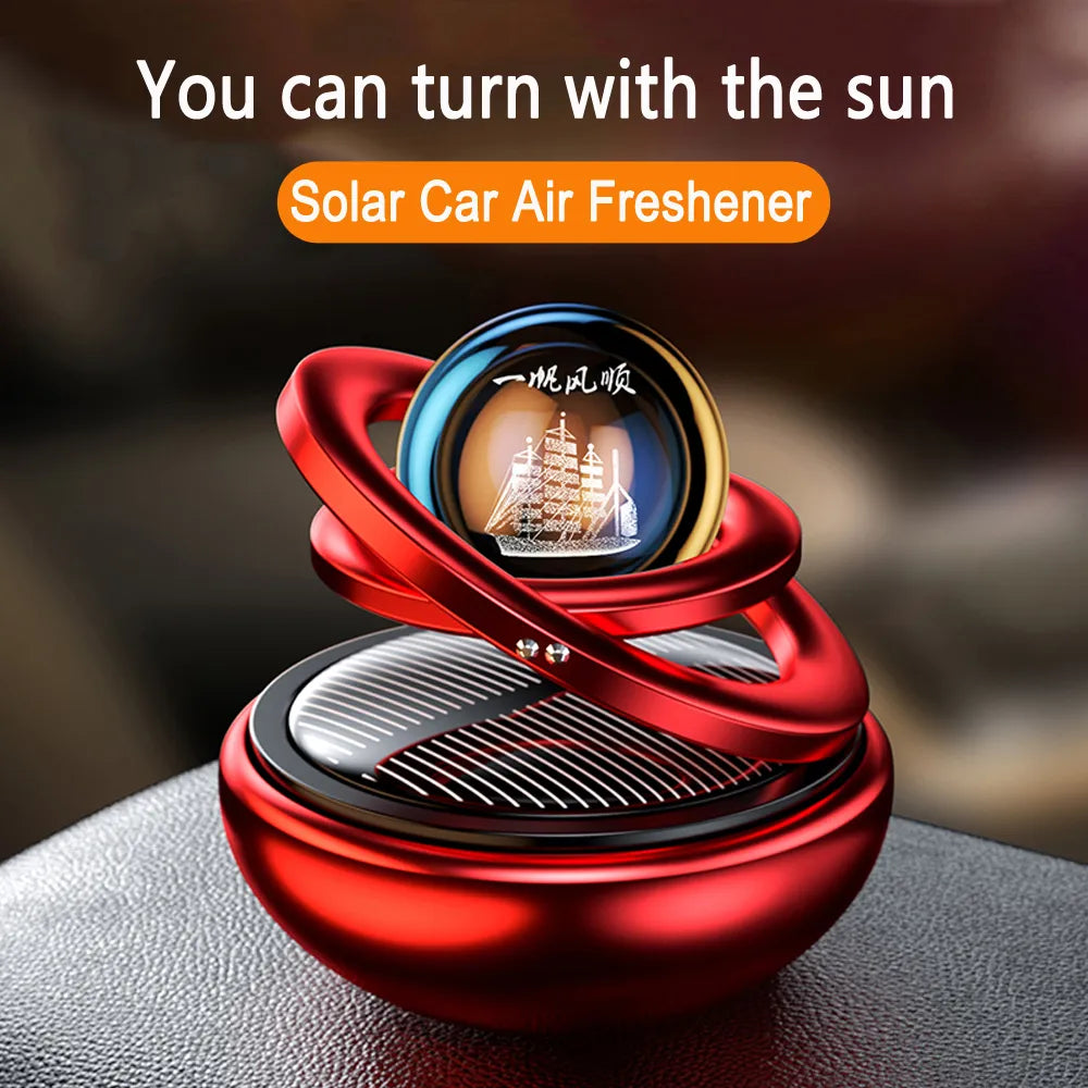 Solar Car Air Freshener Rotating Aromatherapy Diffusing