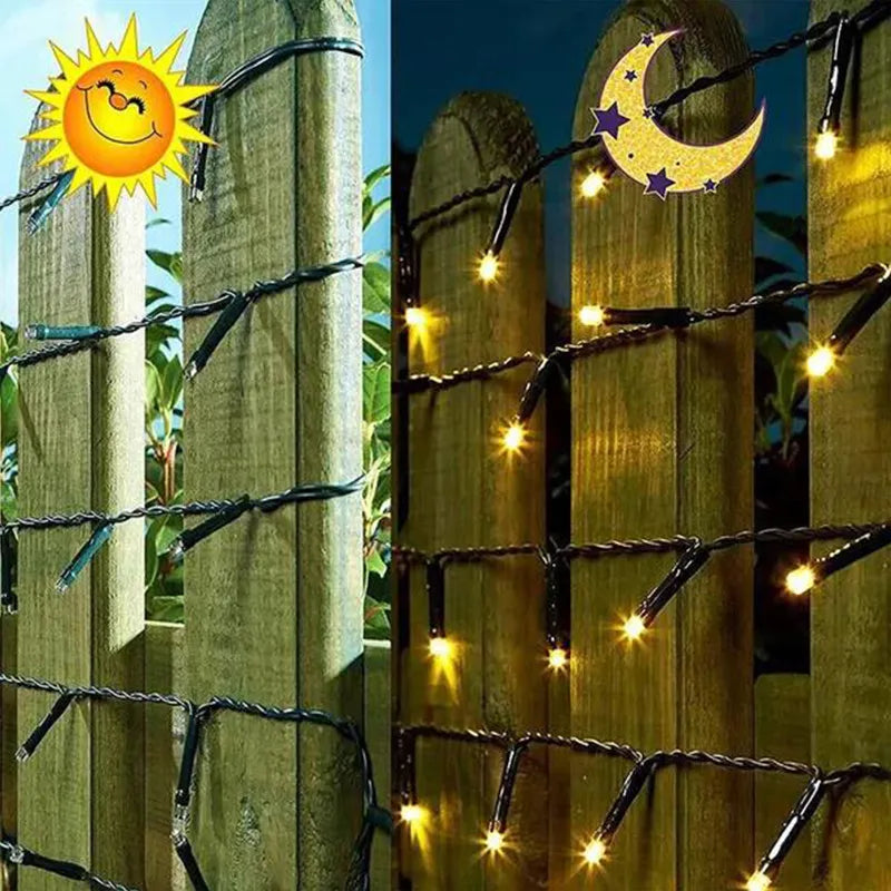 Guirnaldas de luces solares: decoración festiva para exteriores 