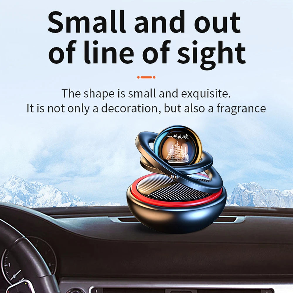 Solar Car Air Freshener Rotating Aromatherapy Diffusing