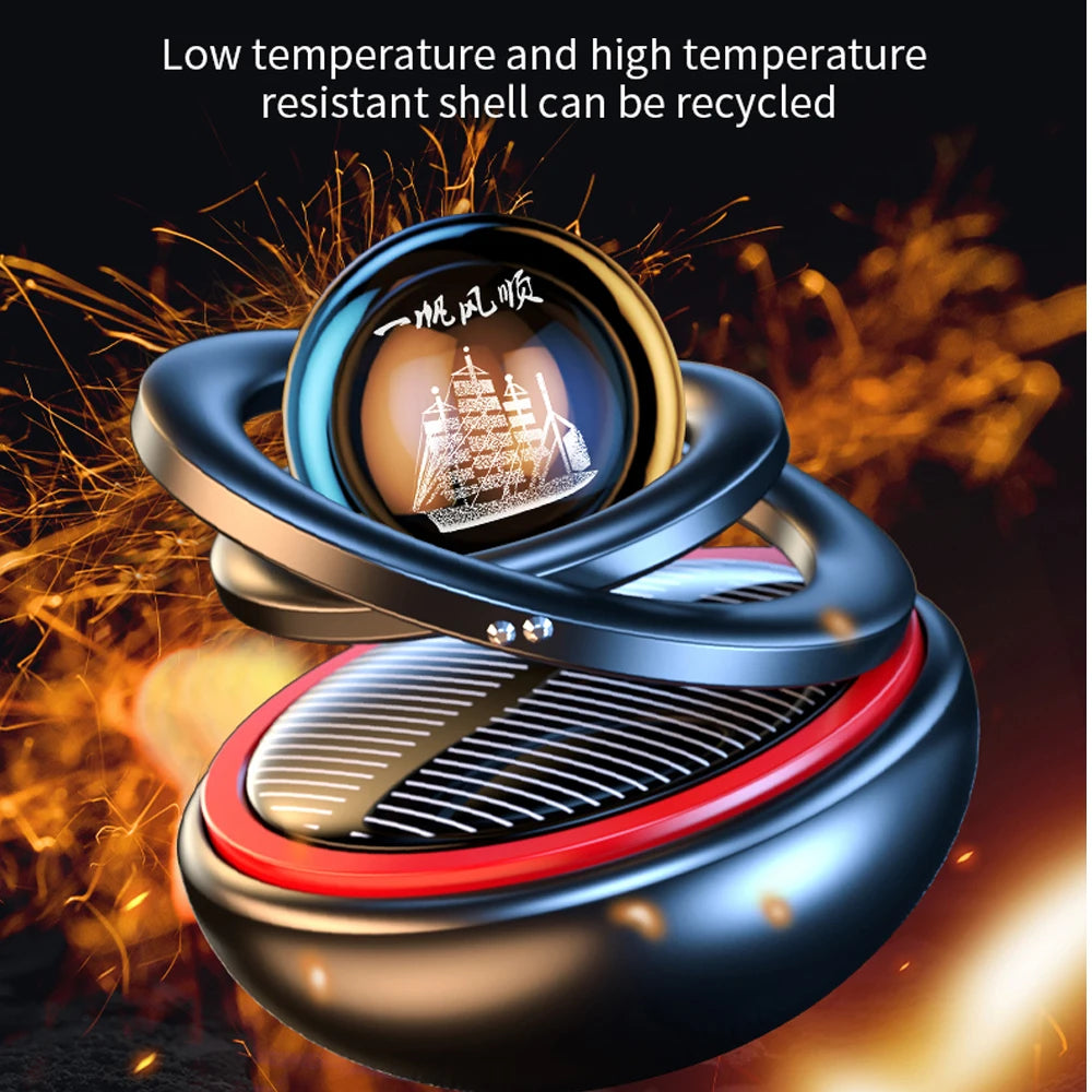 Solar Car Air Freshener Rotating Aromatherapy Diffusing