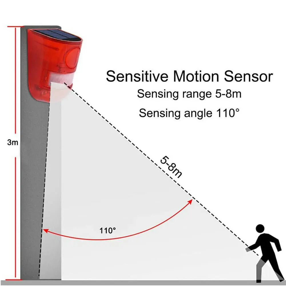 Solar Infrared Motion Sensor Alarm With 110db Siren