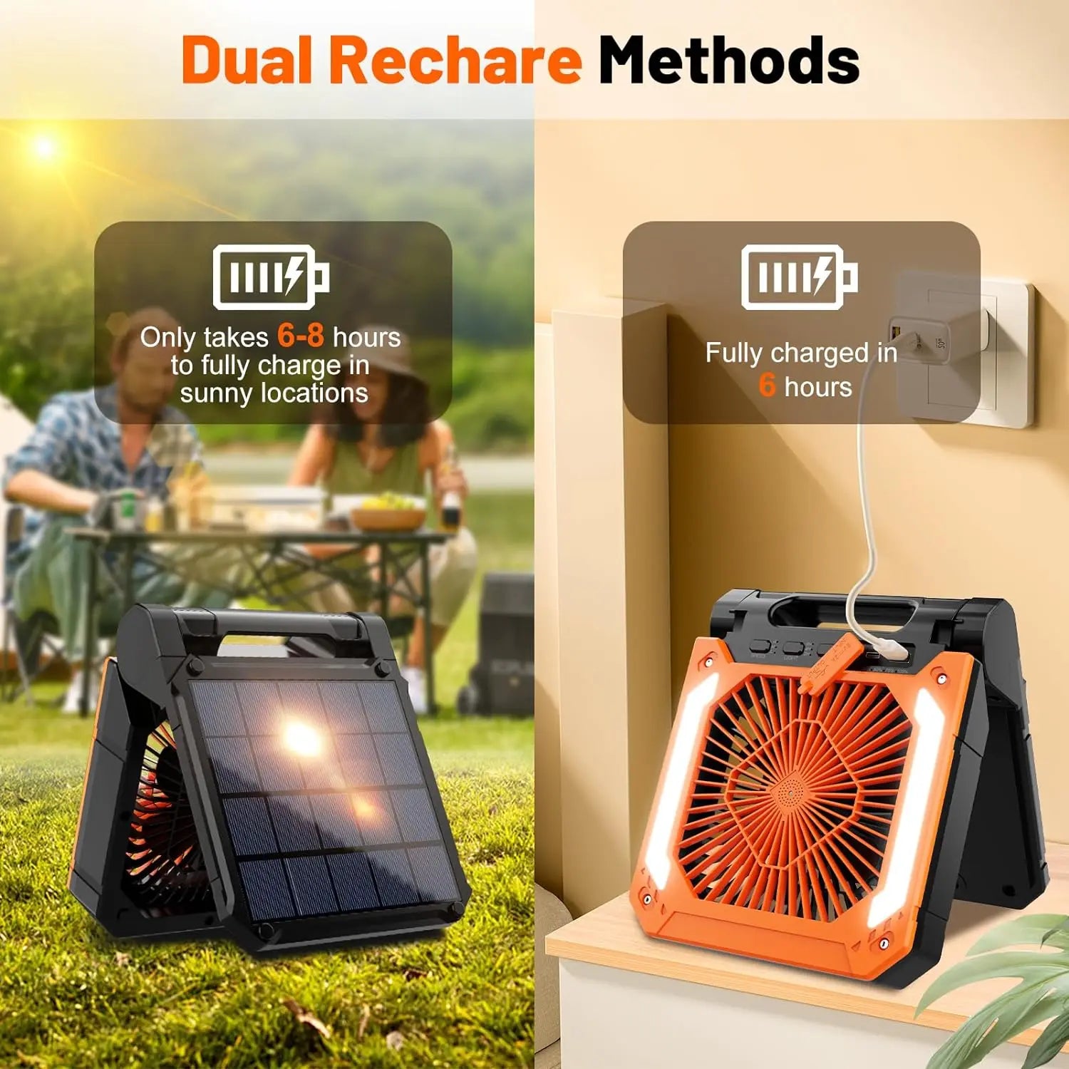 Solar Portable Fan With Lights