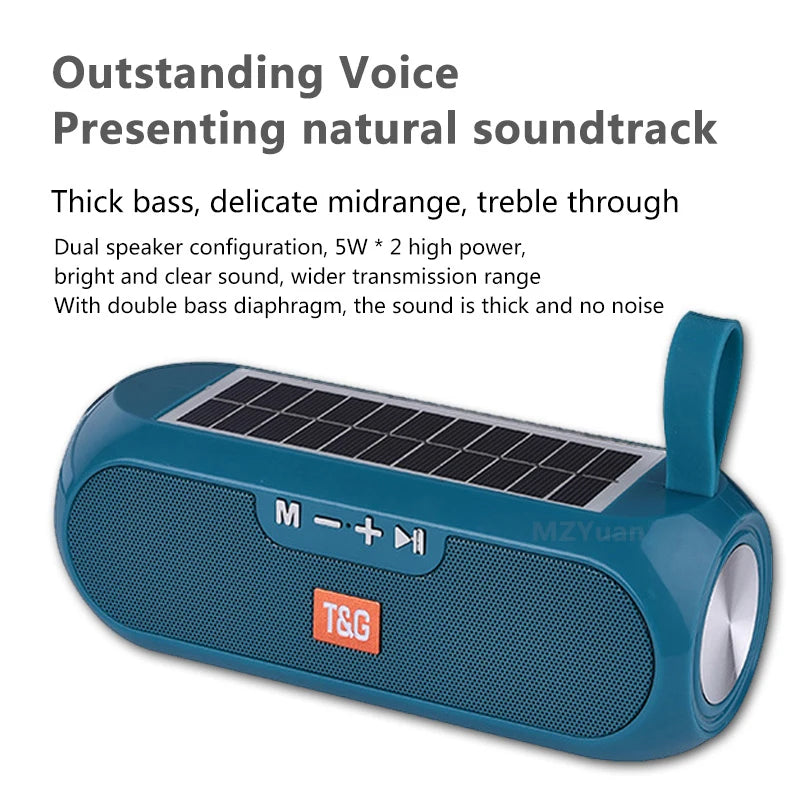 Portable Column Wireless Bluetooth Solar Power MP3 Loudspeaker