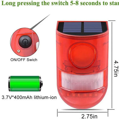 Solar Infrared Motion Sensor Alarm With 110db Siren