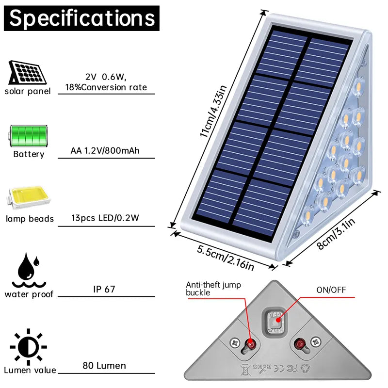 Máximo brillo solar para escaleras: lámpara de peldaño LED resistente al agua IP67 con diseño antirrobo para decoración de jardines y terrazas 