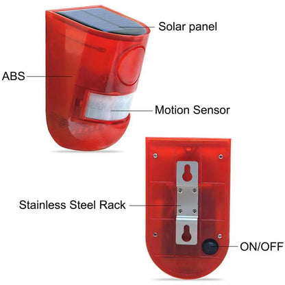 Solar Infrared Motion Sensor Alarm With 110db Siren