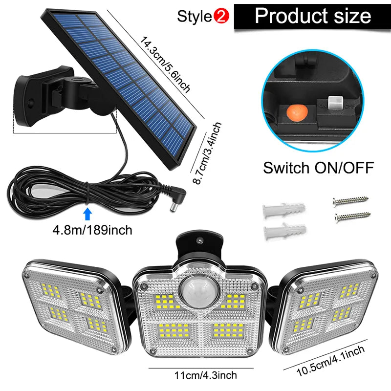 Super Bright 20W Solar Lamp: 122 LEDs, IP65 Waterproof