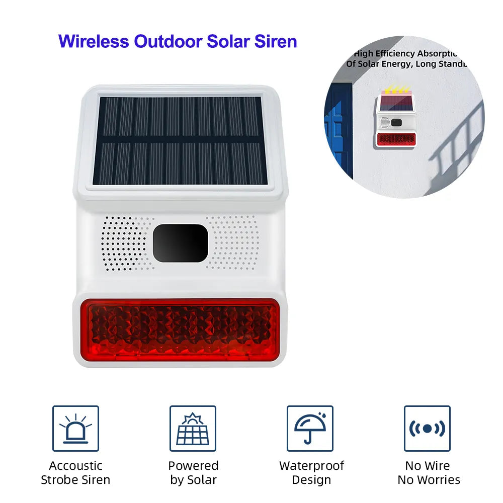 Wireless Solar Sound Light Flash Horn Alarm