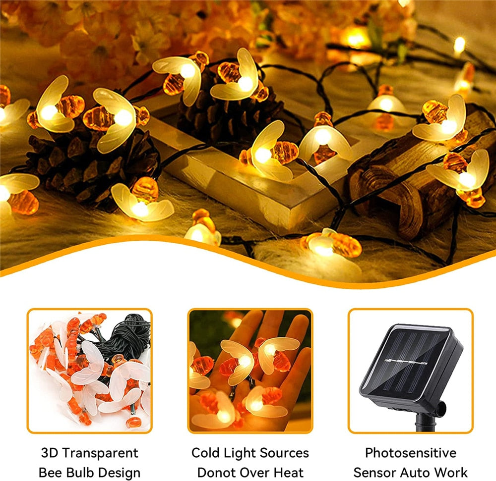 Solar String Light 20 LED Cute Bee Outdoor Light Starry Fairy Decor LampMöbel &amp;amp; Wohnen, Beleuchtung, Lichterketten!