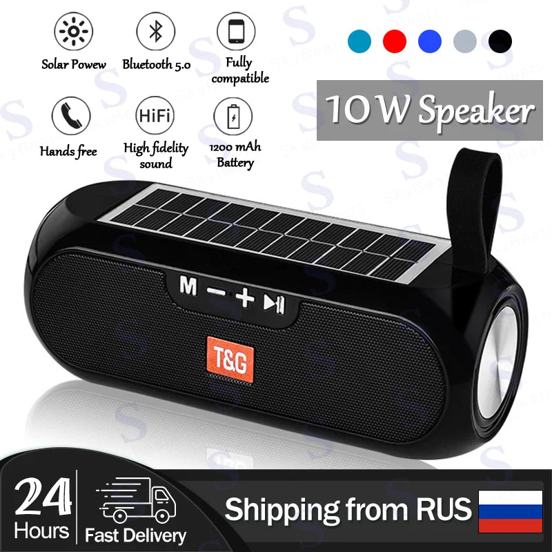 Portable Column Wireless Bluetooth Solar Power MP3 Loudspeaker