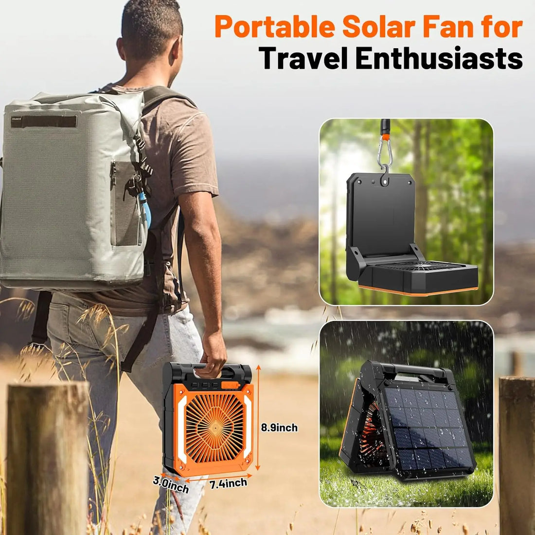 Solar Portable Fan With Lights