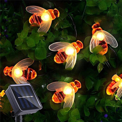 Guirnalda de luces solares 20 LED linda abeja luz exterior lámpara de decoración de hadas estrellada