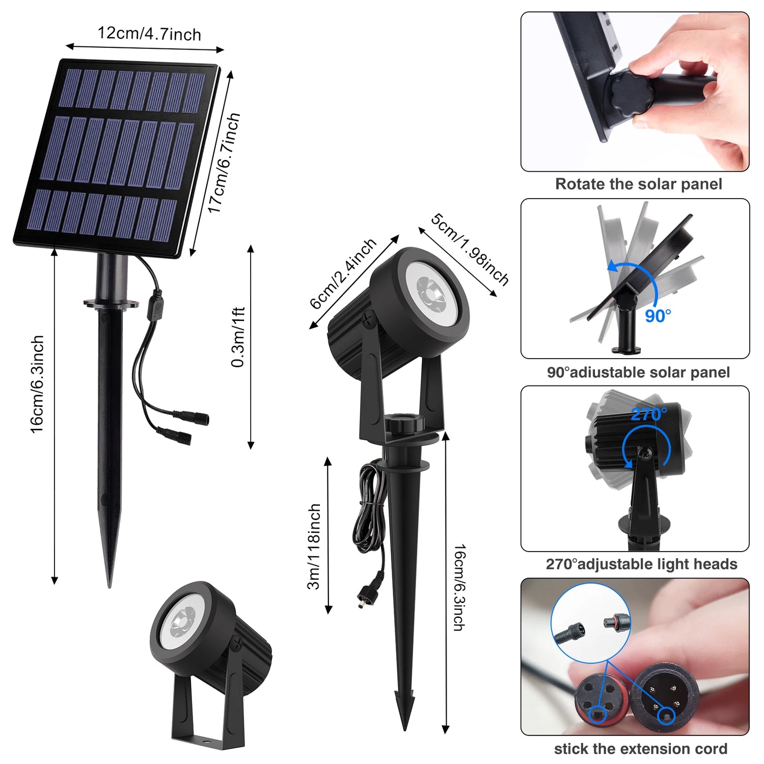 Outdoor Solar Spotlight Garden/Wall Light