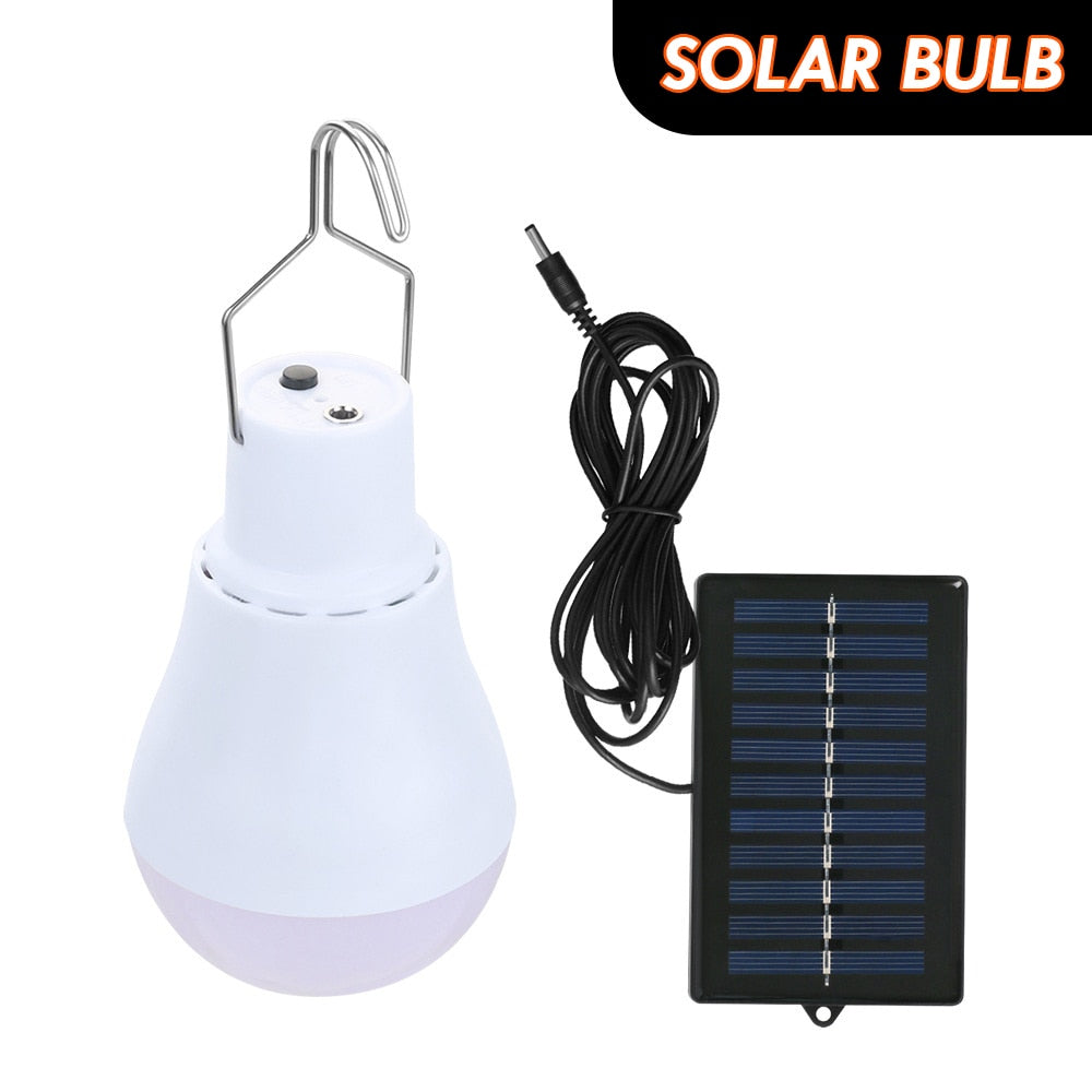 Solar Powered Lamp Portable Led Bulb Lights Rechargeable