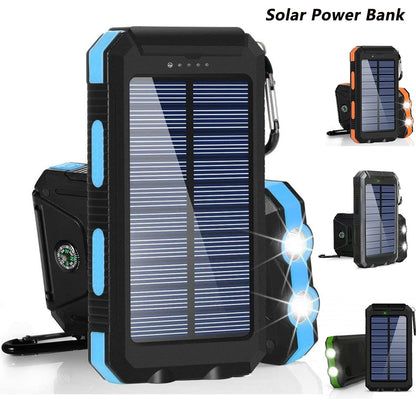 20.000 mAh Solar-Powerbank mit LED-Licht und zwei USB-Anschlüssen