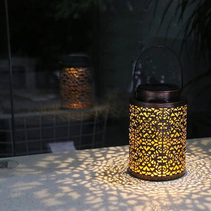 LED Solar Lantern Light Hollow Wrought Iron Projection Light - SunTweet