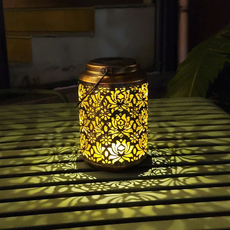 LED Solar Lantern Light Hollow Wrought Iron Projection Light - SunTweet