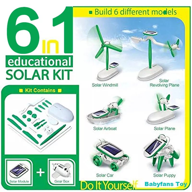 New DIY 6 IN 1 Educational Learning Power Solar Robot Kit - SunTweet